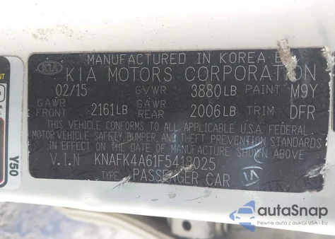 2015 Kia Forte Lx z USA, uszkodzony, nr VIN KNAFK4A61F5418025